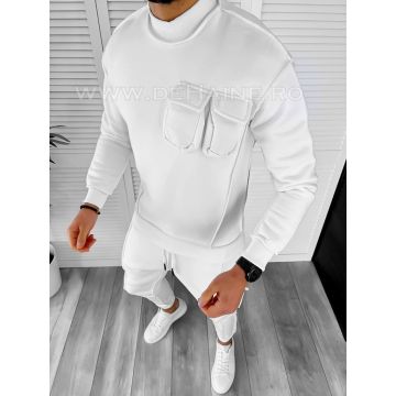 Trening barbati pantaloni + hanorac alb K156 56-1