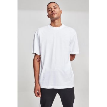 Tricou din bumbac cu decolteu la baza gatului - Alb