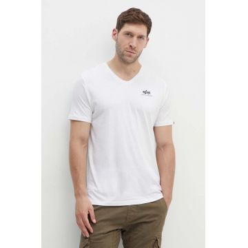 Alpha Industries tricou din bumbac bărbați, culoarea negru, uni