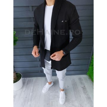 Cardigan barbati negru slim fit ZR T3596 P19-5.2