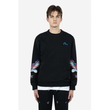 Evisu hanorac de bumbac barbati, culoarea negru, cu imprimeu 2ESHTM3SW505RXCT-black