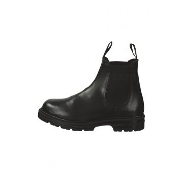 Ghete chelsea de piele cu benzi pull-on - Negru