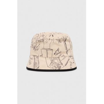Karl Lagerfeld palarie din bumbac culoarea bej, bumbac Karl Lagerfeld palarie din bumbac culoarea bej, bumbac