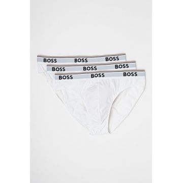 Set de chiloti cu banda logo in talie - 3 perechi - Alb