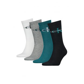 Set de sosete lungi cu model logo - 4 perechi