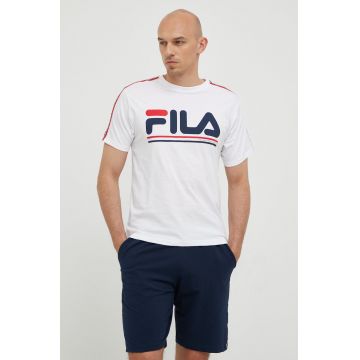 Fila pijama barbati, culoarea alb, cu imprimeu