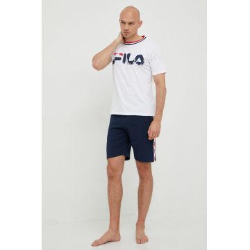 Fila pijama barbati, culoarea alb, cu imprimeu