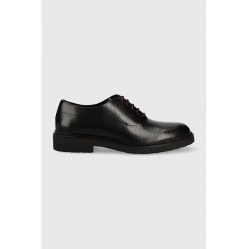 HUGO pantofi de piele Luxityl Oxfr barbati, culoarea negru