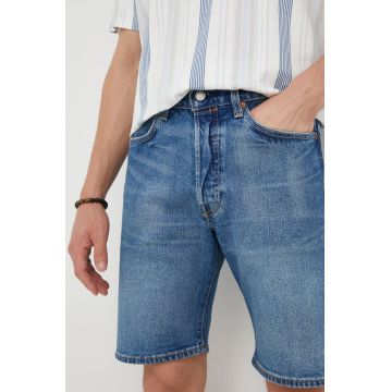 Levi's pantaloni scurți din denim bărbați, culoarea bleumarin 36512.0164-DarkIndigo