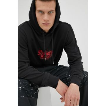 Quiksilver bluza X Stranger Things barbati, culoarea negru, cu imprimeu