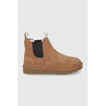 UGG ghete chelsea din piele întoarsă Neumel Chelsea bărbați, culoarea maro 1121644-CHE