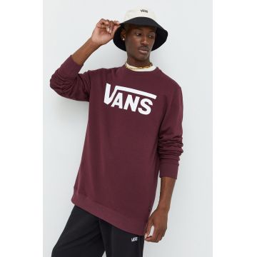 Vans hanorac de bumbac barbati, culoarea bordo, cu imprimeu