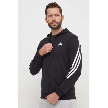 adidas bluză bărbați, culoarea negru, cu glugă, cu imprimeu IR9159