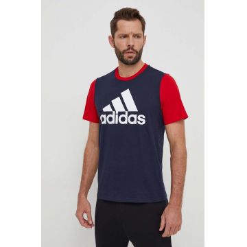 adidas tricou din bumbac bărbați, culoarea bleumarin, cu imprimeu IL5660