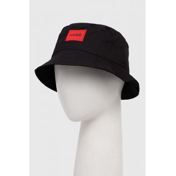 HUGO palarie din bumbac culoarea negru, bumbac HUGO palarie din bumbac culoarea negru, bumbac