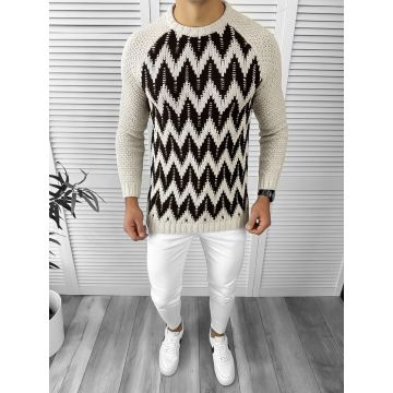 Pulover barbati gros slim fit bej T3613 87-3
