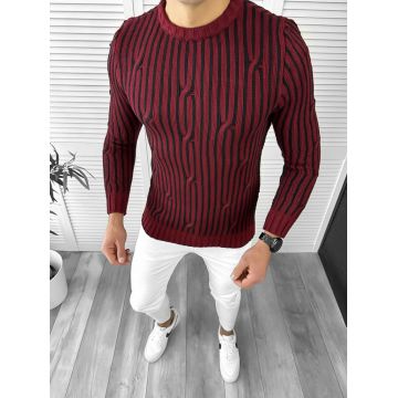 Pulover barbati gros slim fit grena T3575 I1-4