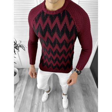 Pulover barbati gros slim fit grena T3613 I16-3.2