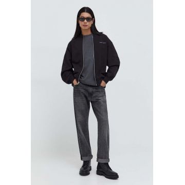 Tommy Jeans hanorac de bumbac bărbați, culoarea negru, uni DM0DM18406
