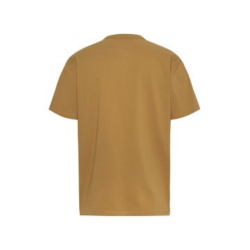 Tricou din bumbac cu decolteu la baza gatului si detaliu logo
