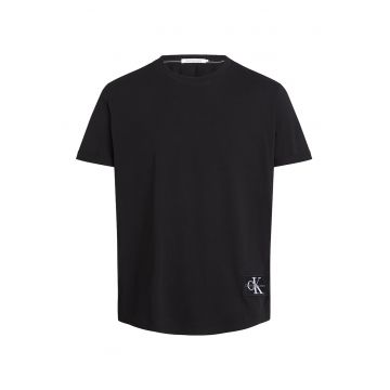 Tricou cu decolteu la baza gatului si logo aplicat