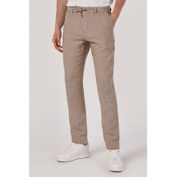 Pantaloni de in cu talie medie si snur