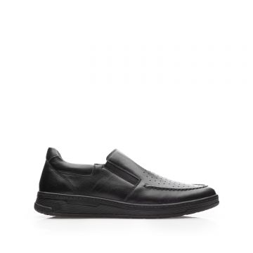 Pantofi casual bărbați din piele naturală, Leofex - 973-1 Negru Box