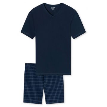 Pijama scurta de bumbac - Albastru inchis