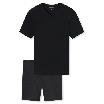 Pijama scurta de bumbac - Negru