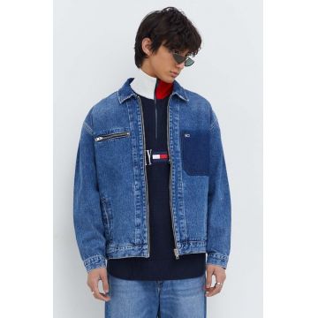 Tommy Jeans geacă de blugi din bumbac culoarea bleumarin, de tranziție DM0DM18027