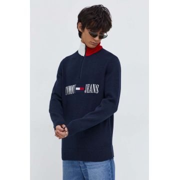 Tommy Jeans pulover barbati, culoarea albastru marin