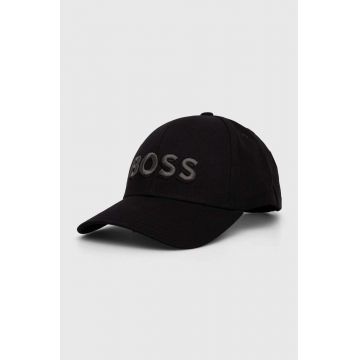 BOSS șapcă de baseball din bumbac culoarea negru, cu imprimeu