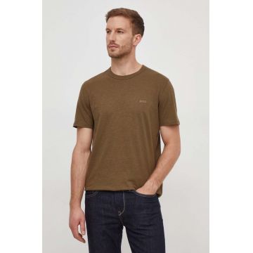 BOSS Orange tricou din bumbac barbati, culoarea verde, neted, 50508243