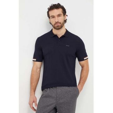 BOSS polo de bumbac culoarea negru, neted