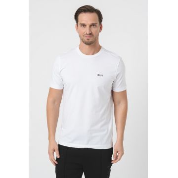 Tricou cu logo discret si decolteu la baza gatului