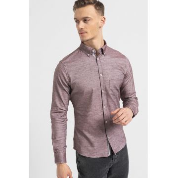 Camasa slim fit cu guler fixat cu nasturi