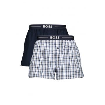 Set de boxeri din bumbac - 2 perechi - Alb/Albastru inchis/Gri inchis