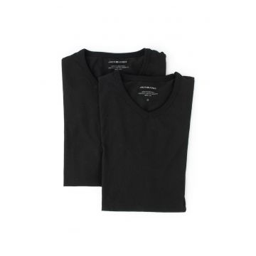 Set de tricouri cu decolteu in V Basic - 2 piese - Negru