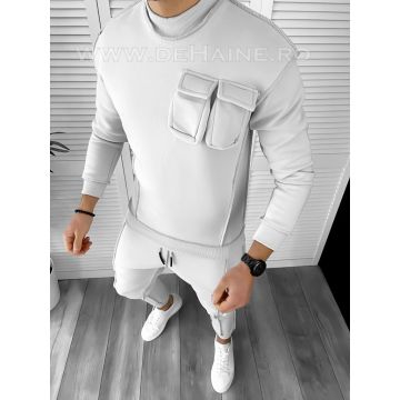 Trening barbati gri deschis pantaloni + hanorac K156  O5-1.2