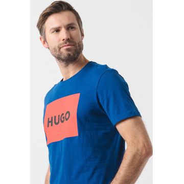 Tricou regular fit cu imprimeu logo Dulive - Albastru