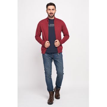 Cardigan tricotat fin cu fermoar