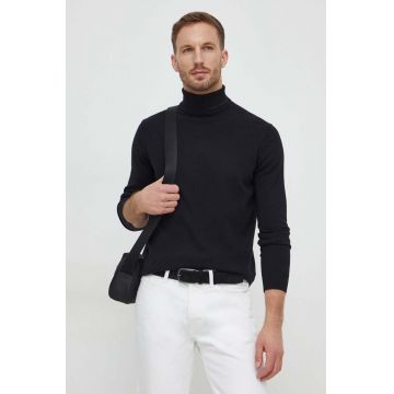 Karl Lagerfeld pulover de lana barbati, culoarea negru, light, cu guler