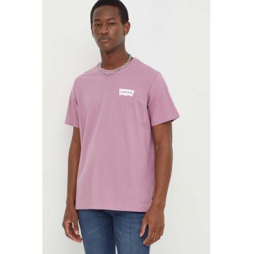 Levi's tricou barbati, culoarea roz, cu imprimeu