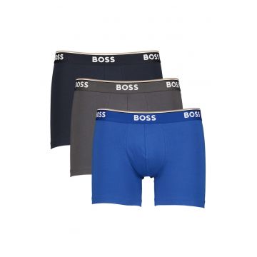 Set de boxeri cu banda logo in talie - 3 perechi - Gri inchis/Bleumarin