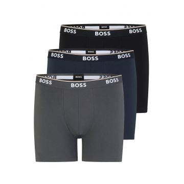 Set de boxeri cu banda logo in talie - 3 perechi - Negru/Albastru inchis