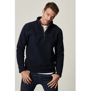 Bluza sport din micro fleece cu fenta cu fermoar - Bleumarin