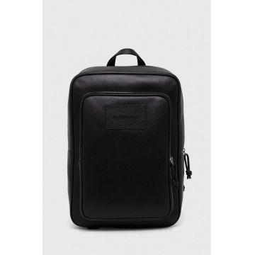 Emporio Armani ghiozdan de piele barbati, culoarea negru, mare, neted