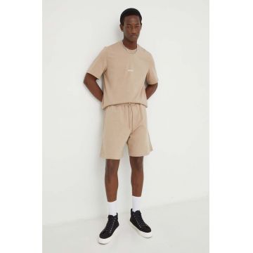 MSGM pantaloni scurți din bumbac culoarea bej 3640MB76.247000