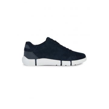 Pantofi sport low-cut din piele intoarsa - Bleumarin