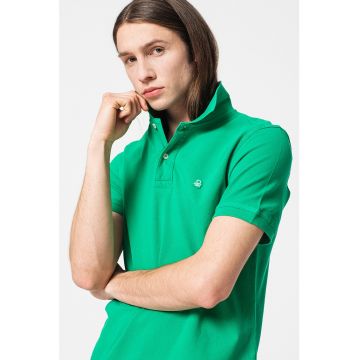 Tricou polo regular fit cu aspect pique